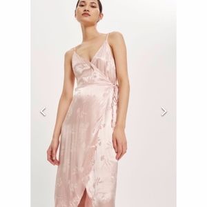 Silk TopShop Wrap Dress in Blush